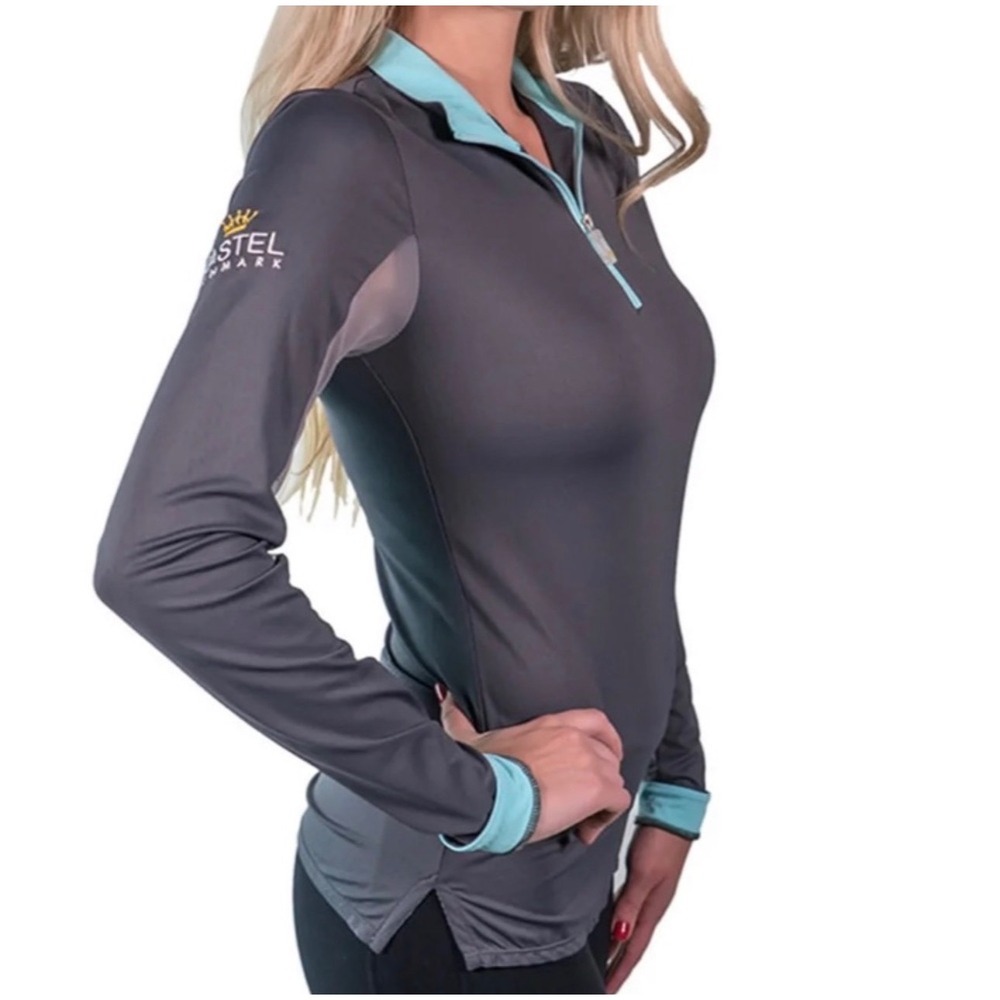 Kastel Denmark Charlotte SunShirt Grey 1/4 Zip Pullover Women's Sz XS Equestrian